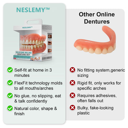 🦷NESLEMY™🦷 𝗔𝗱𝘃𝗮𝗻𝗰𝗲𝗱 𝗖𝘂𝘀𝘁𝗼𝗺𝗶𝘇𝗲𝗱 𝗙𝘂𝗹𝗹 𝗗𝗲𝗻𝘁𝘂𝗿𝗲 𝗦𝗲𝘁（✅Clinically backed comfort-fit dentures —  Trusted by 8,000+ USA users for all-day comfort.）